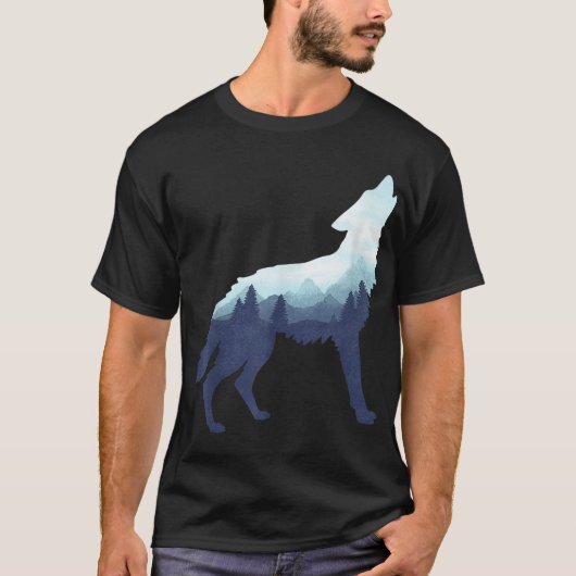 Mountain Forest Wolf Silhouette T-shirt (Voorkant)