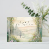 Mountain Forest Woodland Etherische rustieke bruil RSVP Kaartje (Staand voorkant)