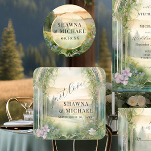 Mountain Forest Woodland gewoon liefde elegante br Kartonnen Onderzetters