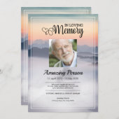 Mountain Funeral Order of Service Invitation Kaart (Voorkant / Achterkant)