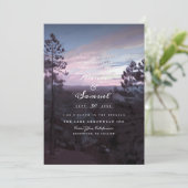 Mountain Getaway Paarse Wedding Kaart (Staand voorkant)