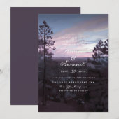 Mountain Getaway Paarse Wedding Kaart (Voorkant / Achterkant)