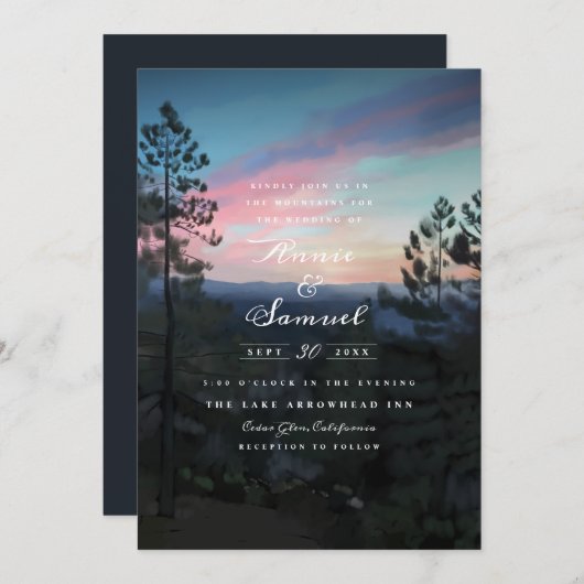 Mountain Getaway Wedding Kaart (Voorkant / Achterkant)