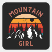 Mountain Girl Vierkante Sticker (Voorkant)