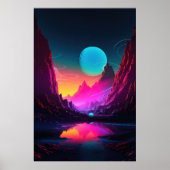 Mountain Glow: Synthwave Vibes in Alpine Serenity Poster (Voorkant)