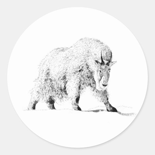 Mountain Goat Logo (lijnkunst) Ronde Sticker (Voorkant)