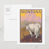 Mountain Goat MontanaVintage Travel Poster Briefkaart (Voorkant / Achterkant)