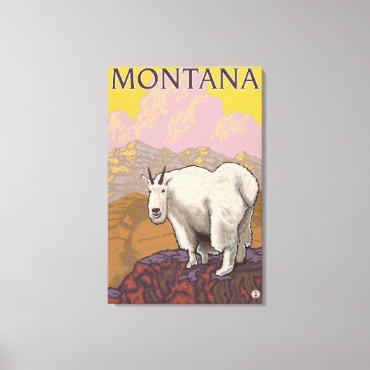 Mountain Goat MontanaVintage Travel Poster Canvas Afdruk (Voorkant)