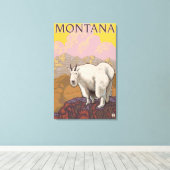 Mountain Goat MontanaVintage Travel Poster Canvas Afdruk (Insitu (Houten vloer))