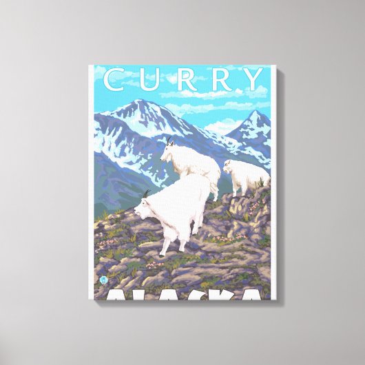 Mountain Goats Scene - Curry, Alaska Canvas Afdruk (Voorkant)