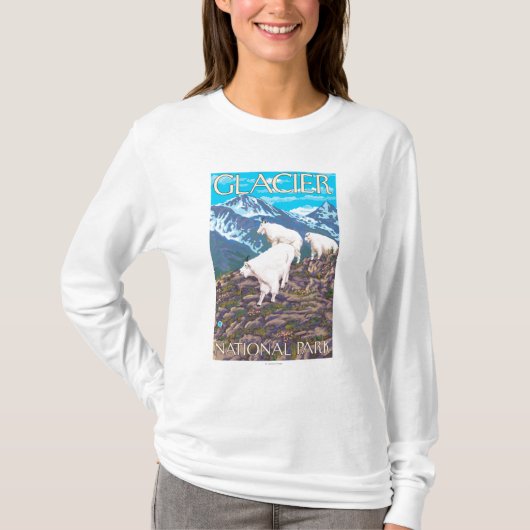 Mountain Goats Scene - Glacier National Park T-shirt (Voorkant)
