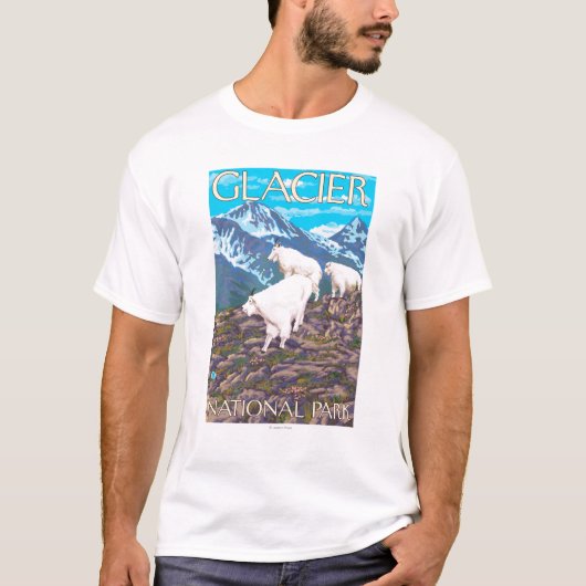 Mountain Goats Scene - Glacier National Park T-shirt (Voorkant)