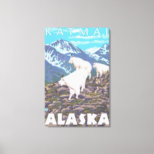 Mountain Goats Scene - Katmai, Alaska Canvas Afdruk (Voorkant)
