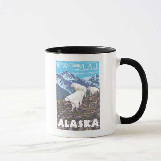 Mountain Goats Scene - Katmai, Alaska Mok (Rechts)