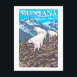 Mountain Goats Scene - Montana Briefkaart<br><div class="desc">Mountain Goats Scene - Montana - Vintage Travel Poster werd in 2007 opgericht. Dit afbeelding toont beelden van Montana.</div>