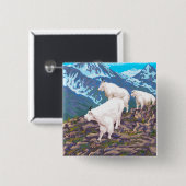 Mountain Goats Scene - Montana Vierkante Button 5,1 Cm (Voorkant /achterkant)