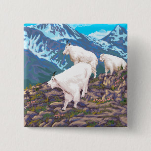 Mountain Goats Scene - Montana Vierkante Button 5,1 Cm