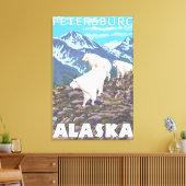 Mountain Goats Scene - Petersburg, Alaska Canvas Afdruk (Insitu (Woonkamer))