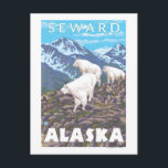 Mountain Goats Scene - Seward, Alaska Briefkaart<br><div class="desc">Mountain Goats Scene - Seward, Alaska - Vintage Travel Poster werd in 2007 opgericht. Dit afbeelding toont scènes van Seward, AK.</div>