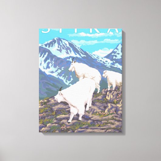 Mountain Goats Scene - Sitka, Alaska Canvas Afdruk (Voorkant)