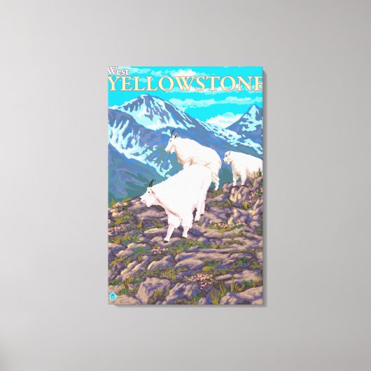 Mountain Goats Scene - West Yellowstone, MT Canvas Afdruk (Voorkant)