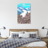 Mountain Goats Scene - West Yellowstone, MT Canvas Afdruk (Insitu (Slaapkamer))