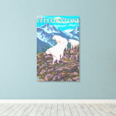 Mountain Goats Scene - West Yellowstone, MT Canvas Afdruk (Insitu (Houten vloer))