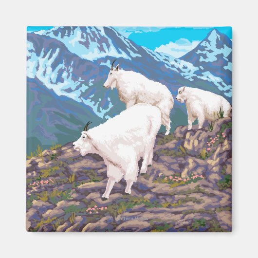 Mountain Goats Scene - West Yellowstone, MT Magneet (Voorkant)
