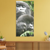 Mountain Gorilla & Baby 20 x 40 inch. Canvas Afdruk (Insitu (Woonkamer))