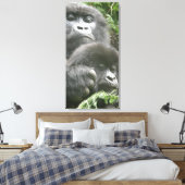 Mountain Gorilla & Baby 20 x 40 inch. Canvas Afdruk (Insitu (Slaapkamer))