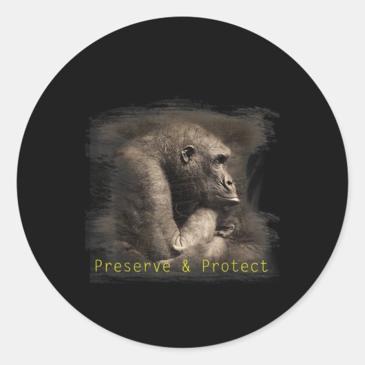 Mountain Gorilla Environmental Protection Conserva Ronde Sticker (Voorkant)
