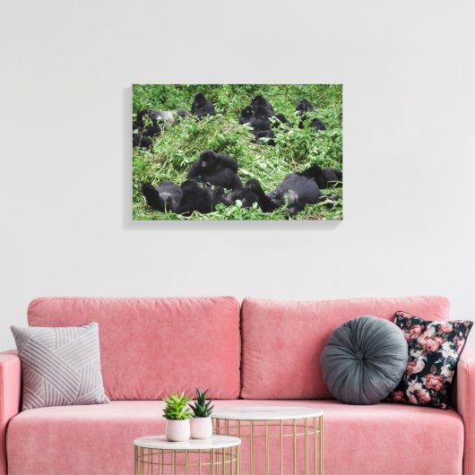 Mountain gorilla groep canvas print (Insitu (Woonkamer))