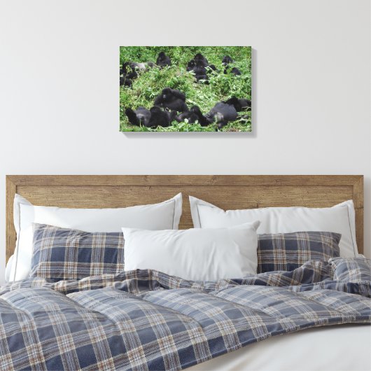 Mountain gorilla groep canvas print (Insitu (Slaapkamer))