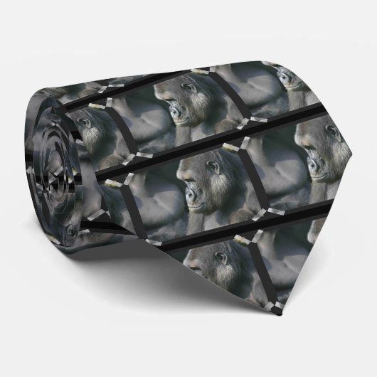 Mountain Gorilla Mannen Necktie Stropdas (Opgerold)