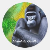 Mountain Gorilla Ronde Sticker (Voorkant)