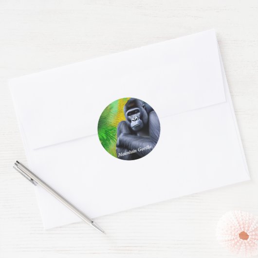 Mountain Gorilla Ronde Sticker (Envelop)
