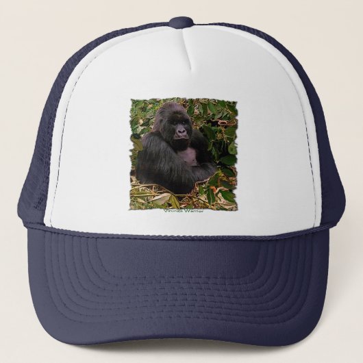 Mountain Gorilla Wildlife Art Trucker Hoed Pet (Voorkant)