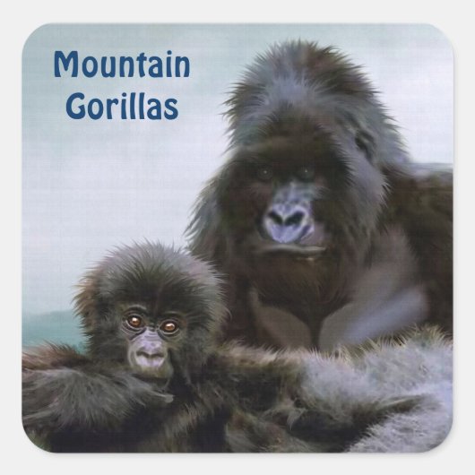 Mountain Gorillas African Wildlife Sticker (Voorkant)
