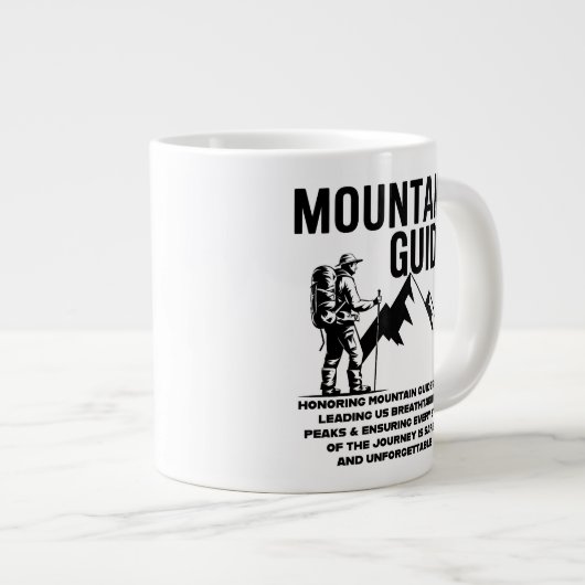 Mountain Guide Hiking Adventure Graphic Design Grote Koffiekop (Voorkant rechts)