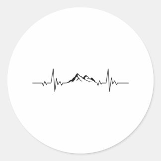 MOUNTAIN HEARTBEAT Funny Hiking Hikers Wanderer Ronde Sticker
