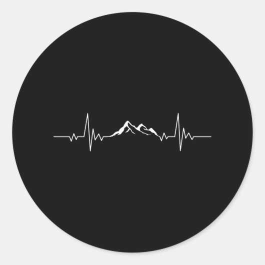 MOUNTAIN HEARTBEAT Funny Hiking Hikers Wanderer Ronde Sticker (Voorkant)