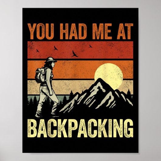 Mountain Hiker Backpacker Retro - Je had me bij BA Poster (Voorkant)