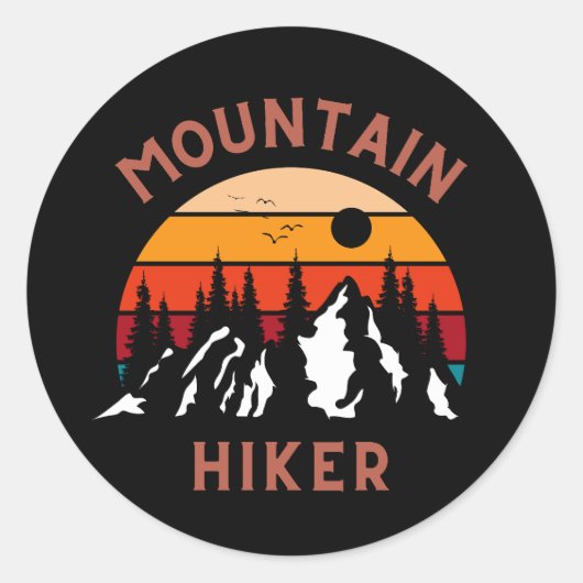 Mountain Hiker Ronde Sticker (Voorkant)