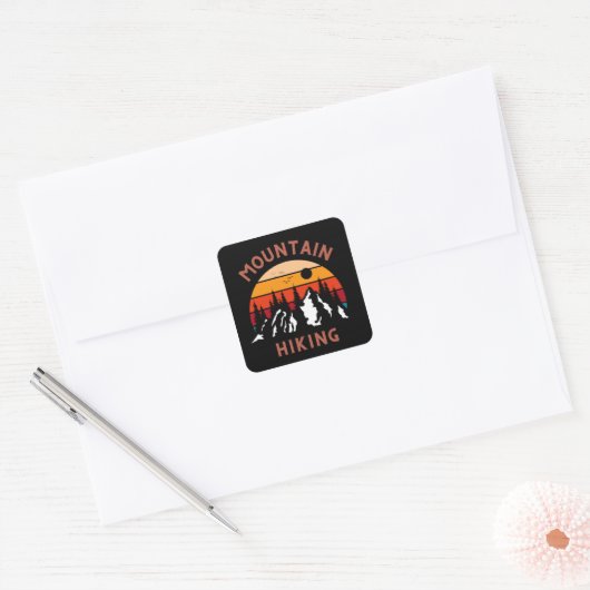 Mountain Hiking Vierkante Sticker (Envelop)