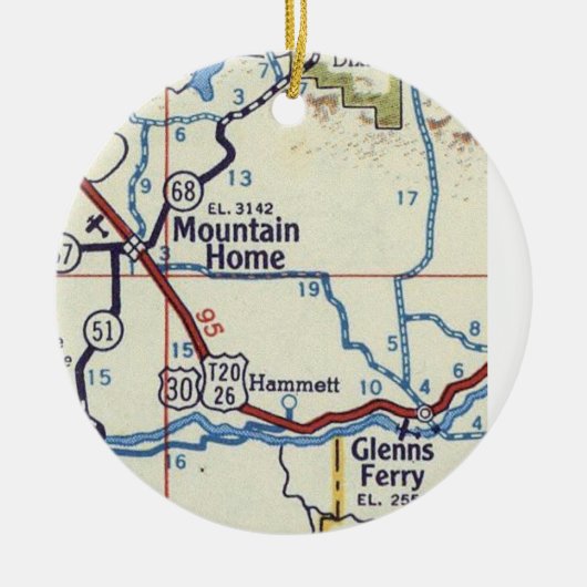 Mountain Home Idaho  Map Keramisch Ornament (Voorkant)