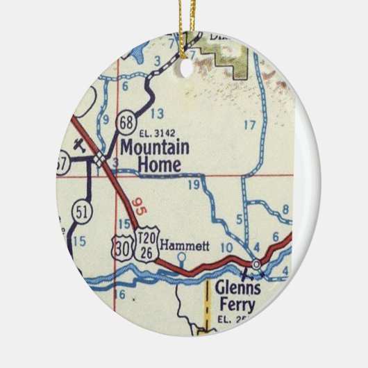 Mountain Home Idaho  Map Keramisch Ornament (Links)