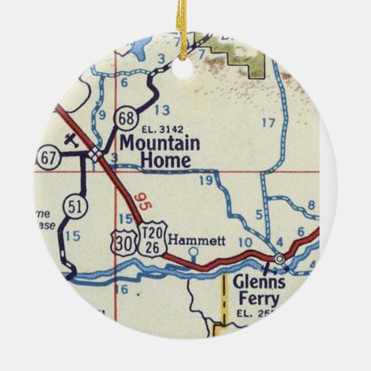 Mountain Home Idaho Map Keramisch Ornament (Achterkant)