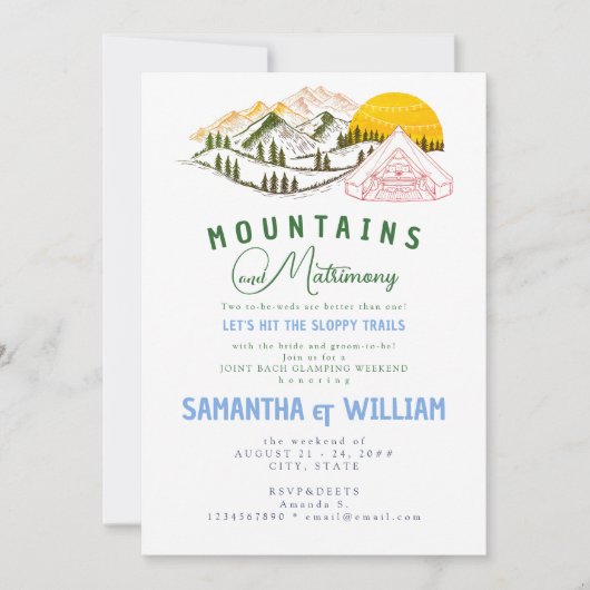 Mountain Huwelijk Sloppy Trail Joint Bach Weekend Kaart (Voorkant)
