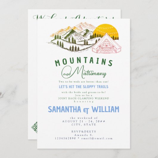 Mountain Huwelijk Sloppy Trail Joint Bach Weekend Kaart (Voorkant / Achterkant)