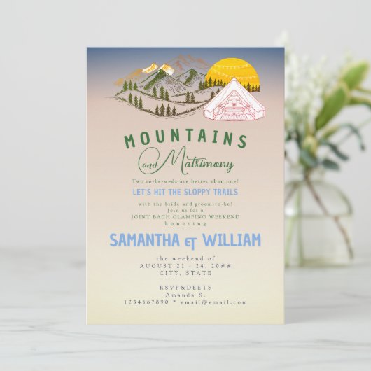 Mountain Huwelijk Sloppy Trail Joint Bach Weekend Kaart (Staand voorkant)
